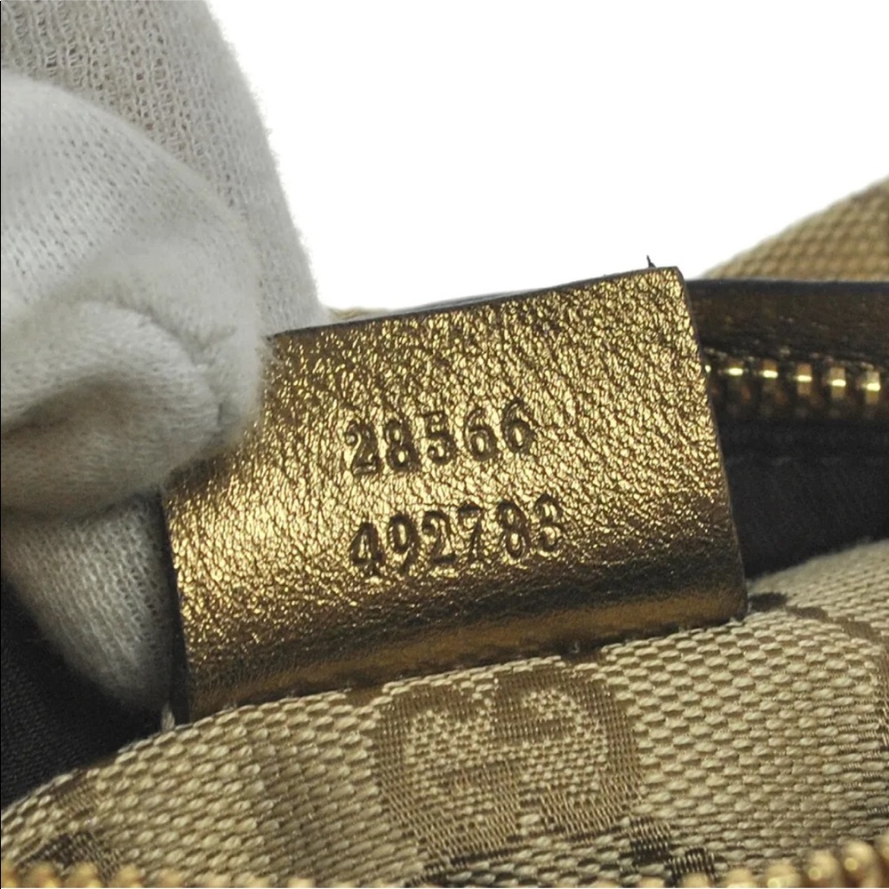 Gucci Gold Beige GG Canvas Dual Pocket Crossbody Belt Bag - Picture 10 of 12